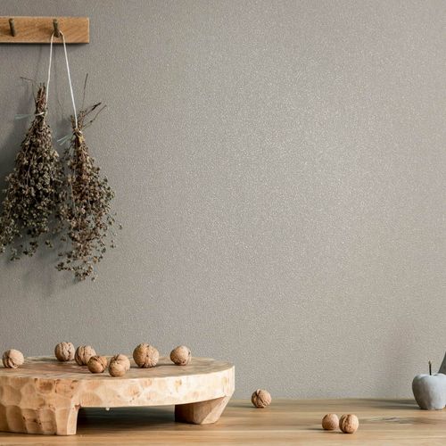 Vliestapete Uni Struktur Putzoptik Grau 82516 Raum