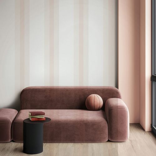Vliestapete Streifen Aquarelloptik Weiß Rosa 82561 Raum