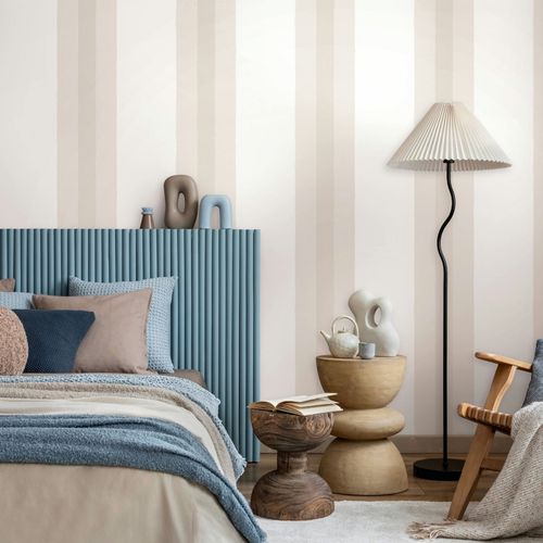 Vliestapete Streifen Aquarelloptik Creme Beige 82564 Raum