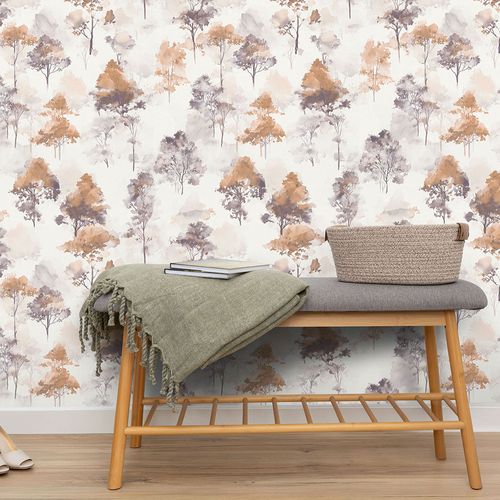 Vliestapete Wald Aquarelloptik Creme Beige Braun 10557-11 Zimmer