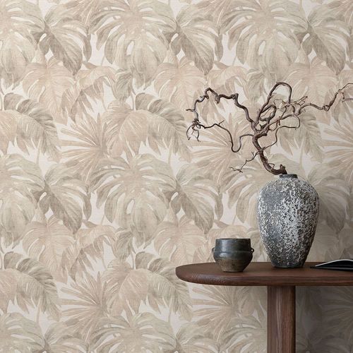 Vliestapete Blattmuster Creme Beige Taupe 10558-02 Zimmer