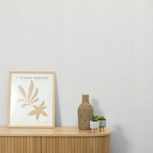 Vliestapete Textiloptik Streifen Creme Grau 10559-01 Zimmer