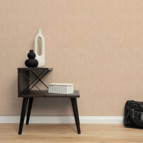 Vliestapete Textiloptik Streifen Orange Grau 10559-04 Zimmer