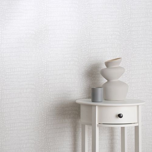 Vliestapete Kroko Muster Hellgrau Metallic 10560-10 Zimmer