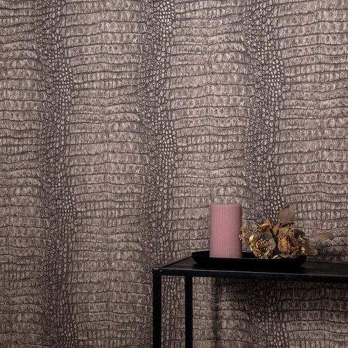 Vliestapete Kroko Muster Braun Metallic 10560-11 Zimmer
