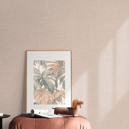 Vliestapete Uni Leinenoptik Struktur Beige Rosa 10563-05 Zimmer