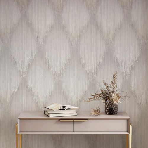Wallpaper Papis Loveday Diamond Grey Cream Metallic 35801