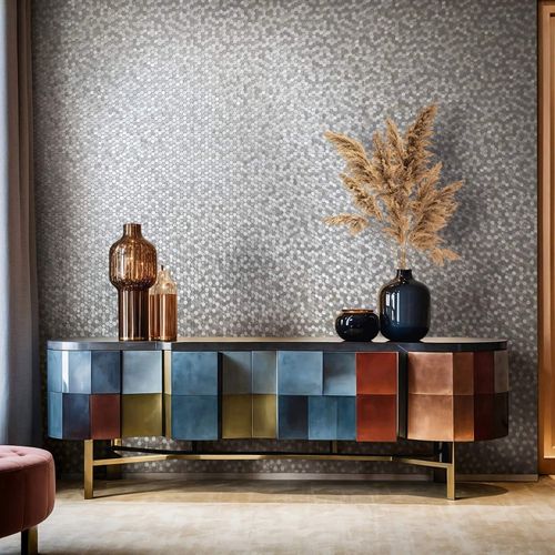 Wallpaper Papis Loveday Tiles Silver Metallic 35814