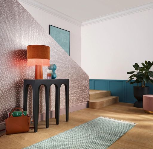 Tapete Papis Loveday Fliesen Rosa Silber Metallic 35817 Raum