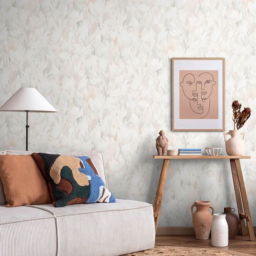 Vliestapete Abstrakt Floral Creme Beige Grau 10586-02 Zimmer