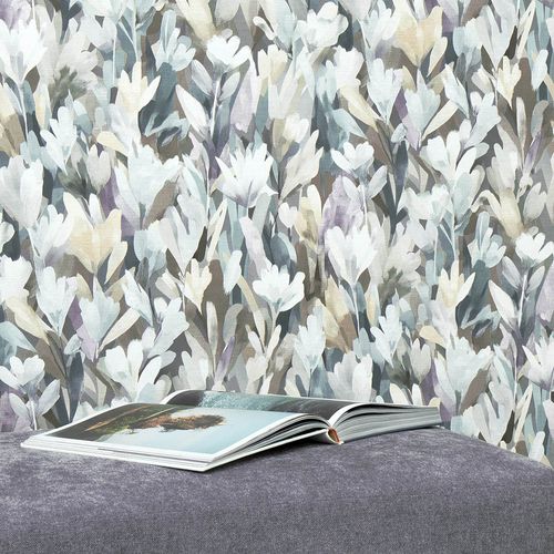 Non-woven Wallpaper Floral Blue Cream Brown 10586-09