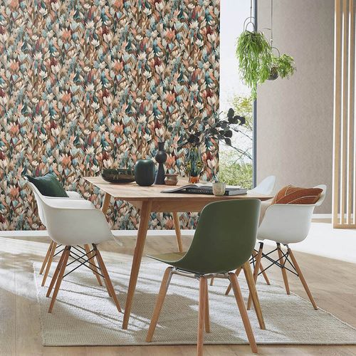 Vliestapete Abstrakt Floral Braun Blau Orange 10586-11 Zimmer