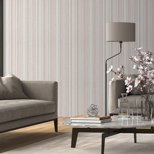 Vliestapete Streifen Motiv Rosa Beige Creme 10588-05 Zimmer