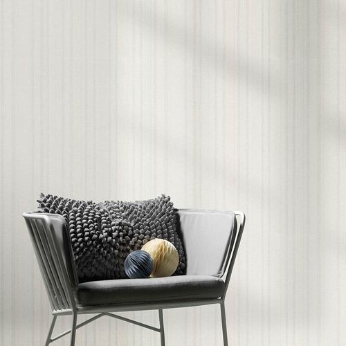 Non-woven Wallpaper Stripe Motif Cream Grey Blue 10588-14
