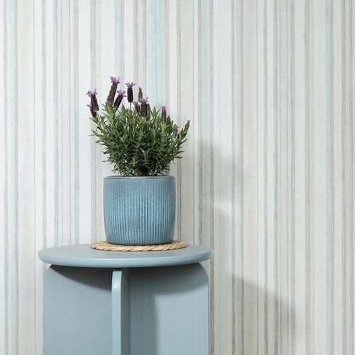 Non-woven Wallpaper Stripe Motif Blue Beige Grey 10588-19