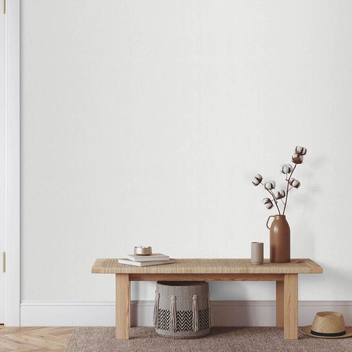 Vliestapete Uni Streifen Weiß Creme Glitzer 10590-01 Zimmer
