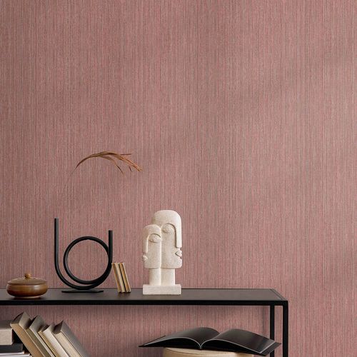 Non-woven Wallpaper Plain Red Silver Metallic 10590-06