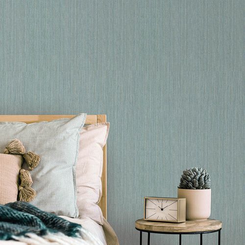 Non-woven Wallpaper Plain Blue Silver Metallic 10590-19