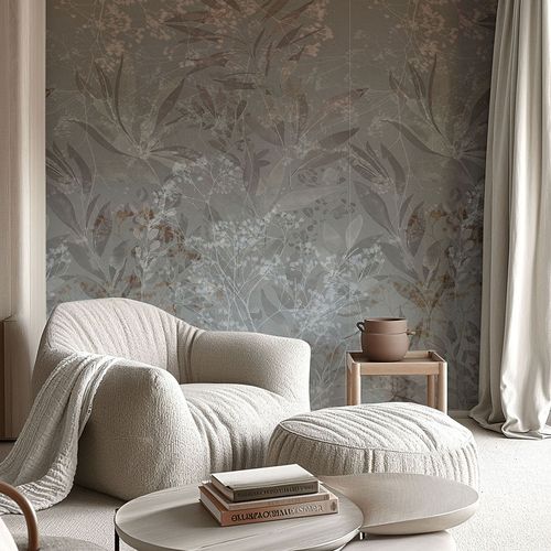 Photo Wallpaper Leaves Gradient Brown Grey 22101-07-01