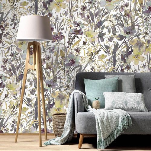Photo Wallpaper Flowers White Purple Yellow 22106-07-01