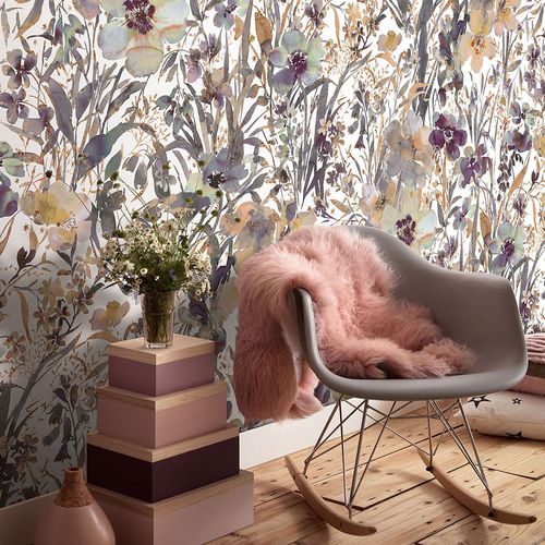 Photo Wallpaper Flowers White Purple Grey 22107-07-01
