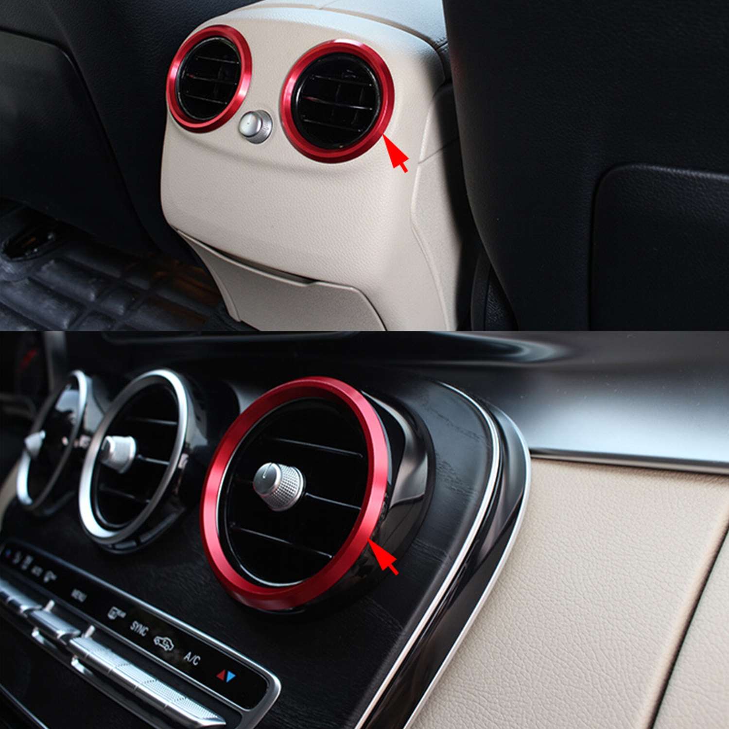 Overdrive Racing 7x Luftungsringe Blenden Alu Rot Abdeckung Zierringe Aussere Ringe Luftungsduse Passend Fur C Klasse W205 Glc X253