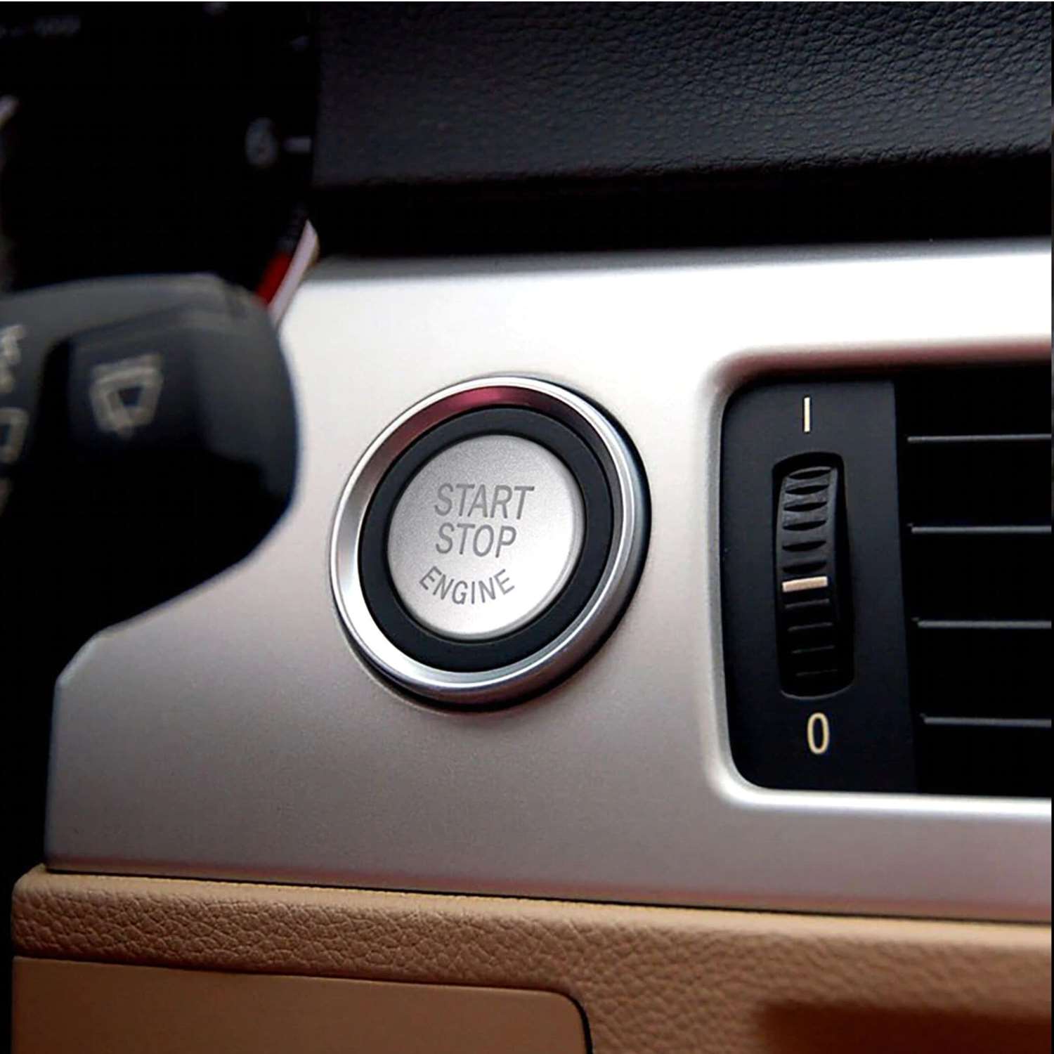 thumbnail image 2 of Partol Car Engine Start Stop Switch Button Cover For BMW E60 E70 E71 E72 E83 E84 E90 E91 E92 E93 3 5 Series Engine Switch Power Ignition Start Stop Button Replacement Black 2 of 14