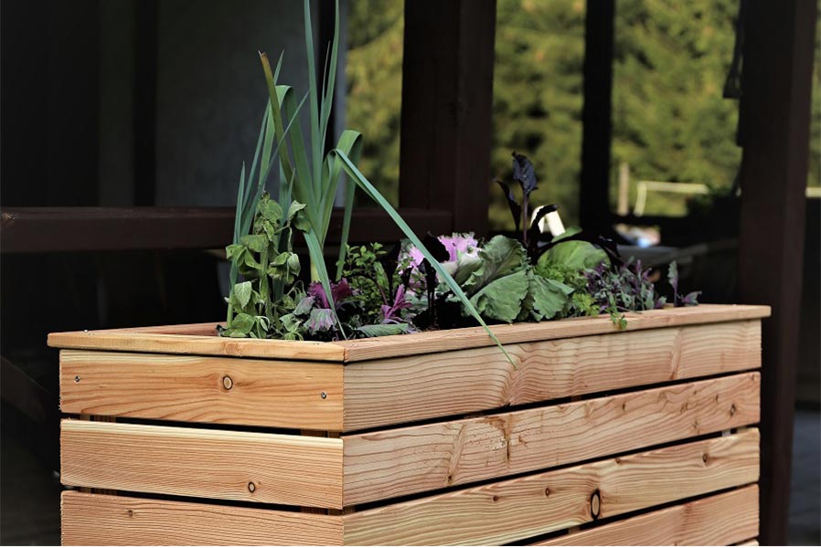 Hochbeet schmal 120x40x71 cm aus Holz Lärche unbehandelt ...