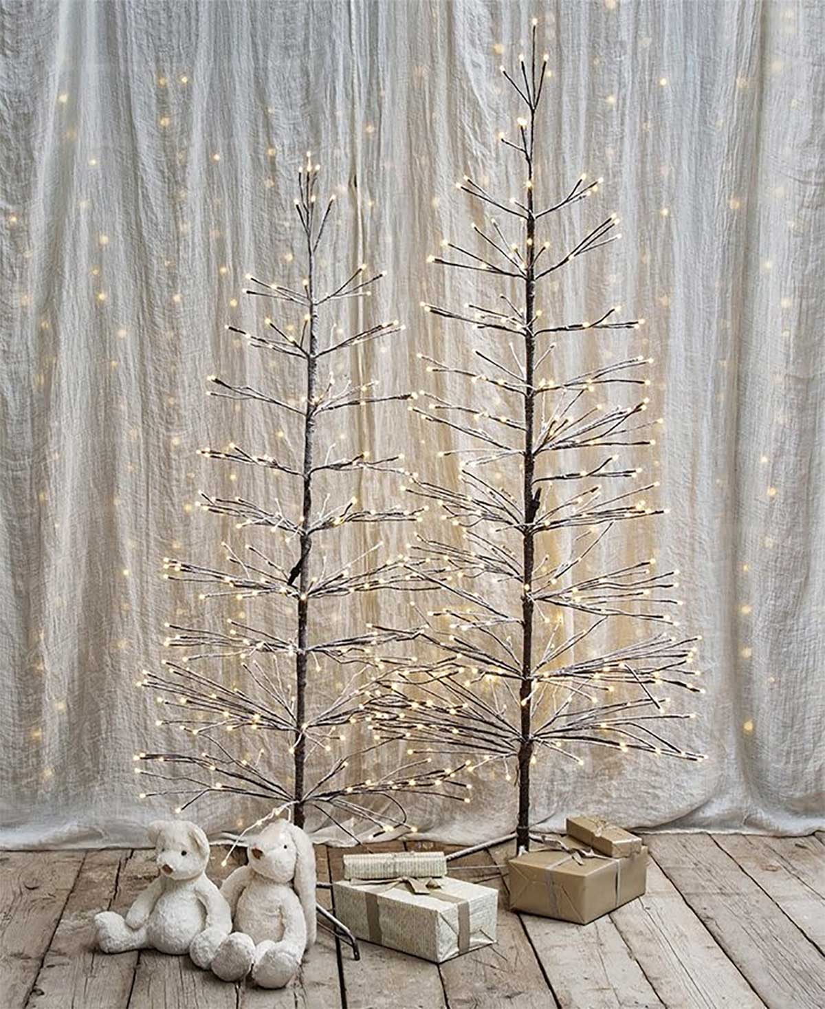 Led Baum Weihnachtsbaum 180 x 80 cm braun & schneeweiß für Innen