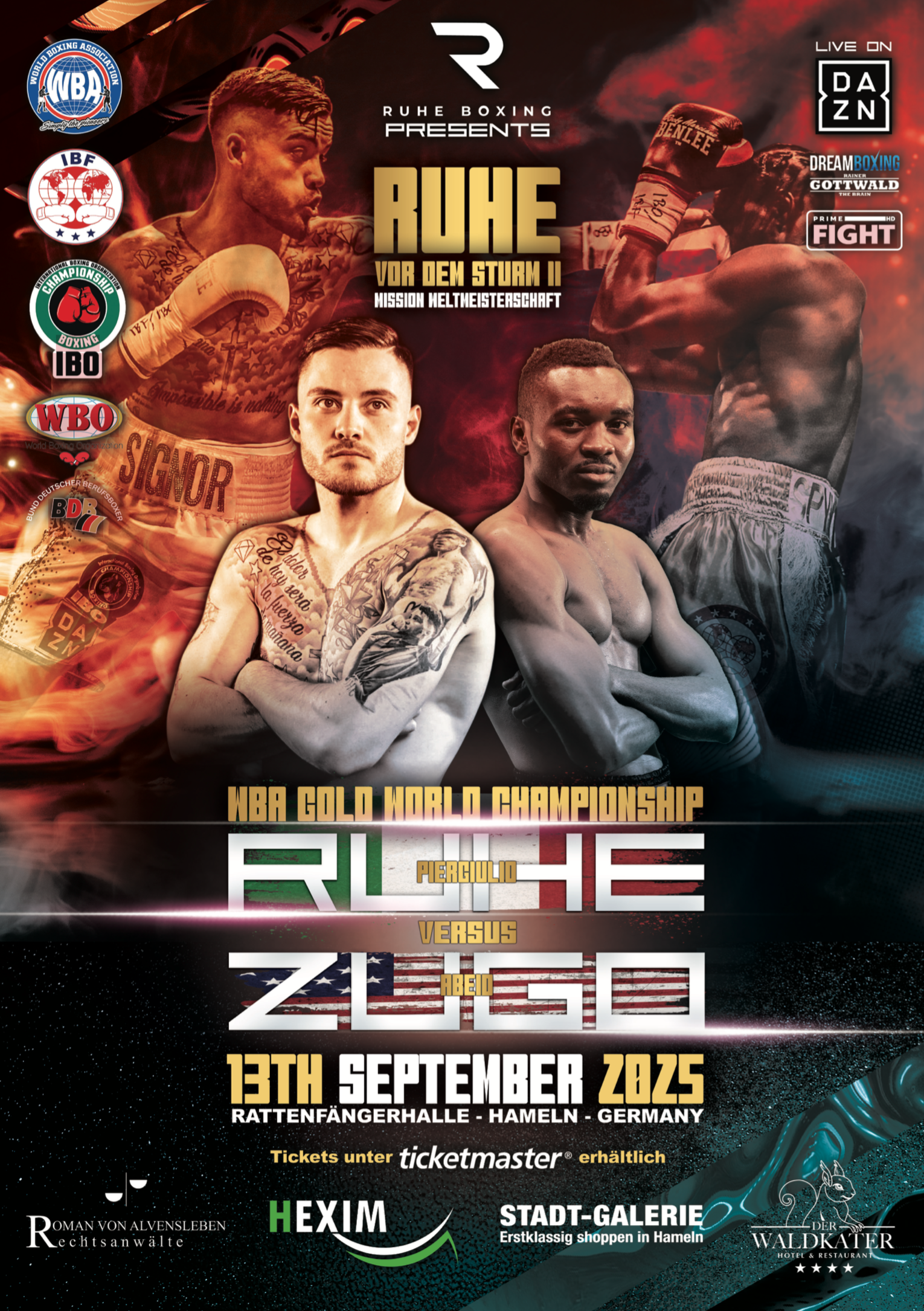 Fight-Poster: Ruhe vs. Zugo, 13. September 2025