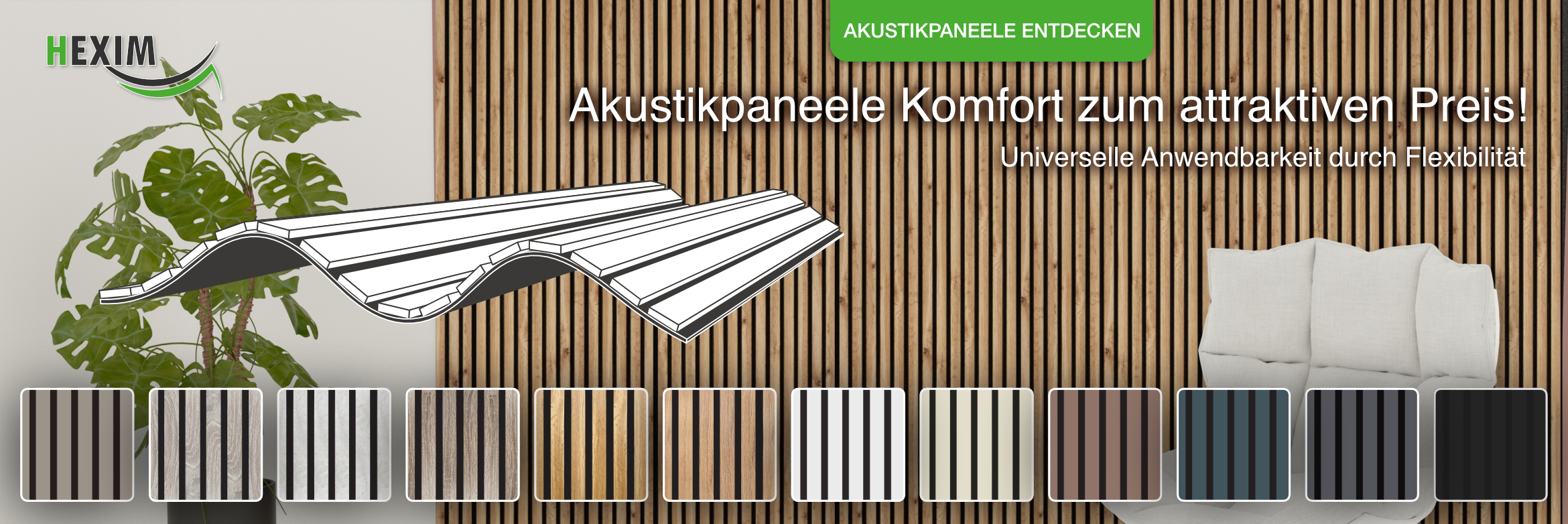 HEXIM Flexible MDF Akustikpaneele Komfort