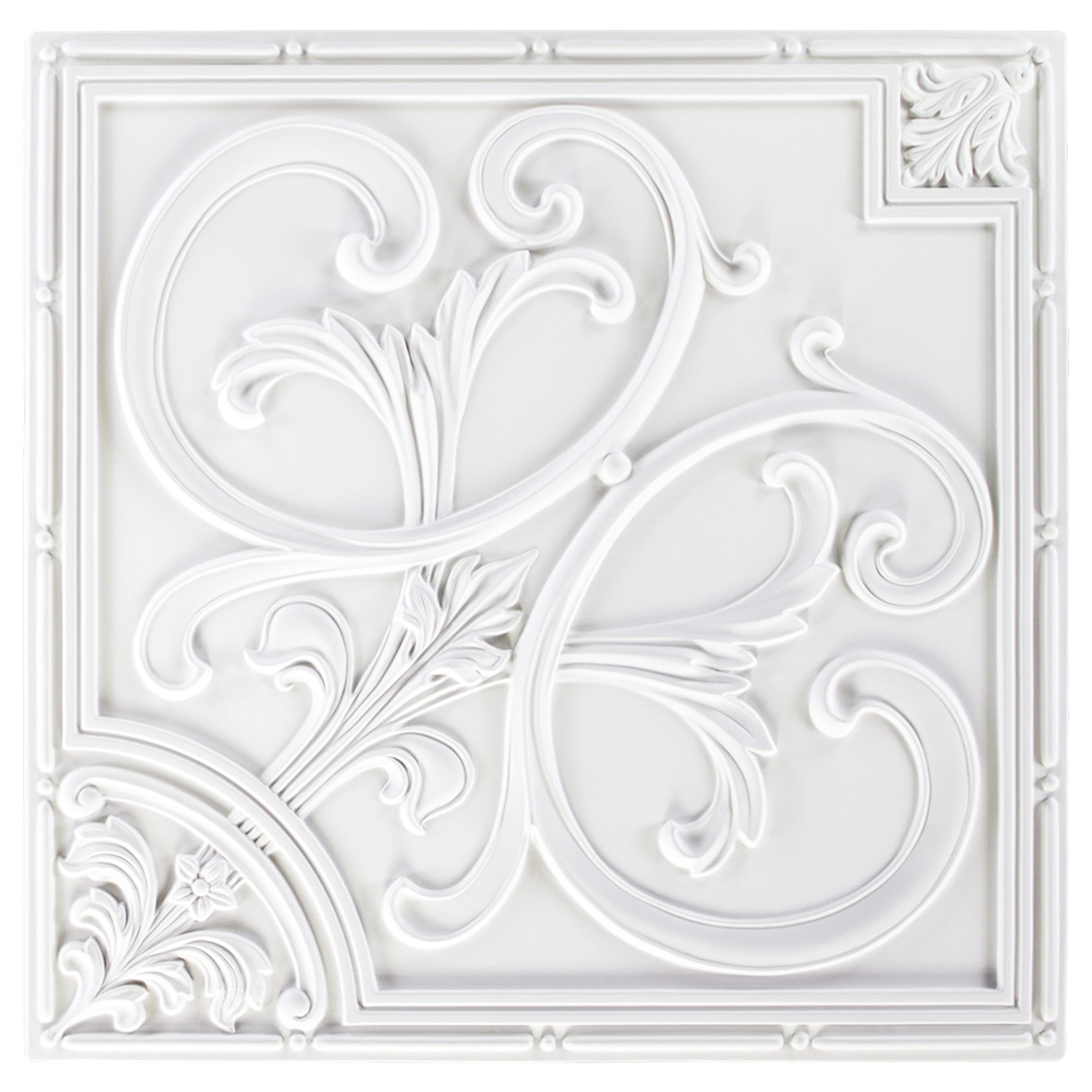 1 Platte Deckenplatte Dekorplatte Stuck Dekor PU Polyurethane 60x60cm