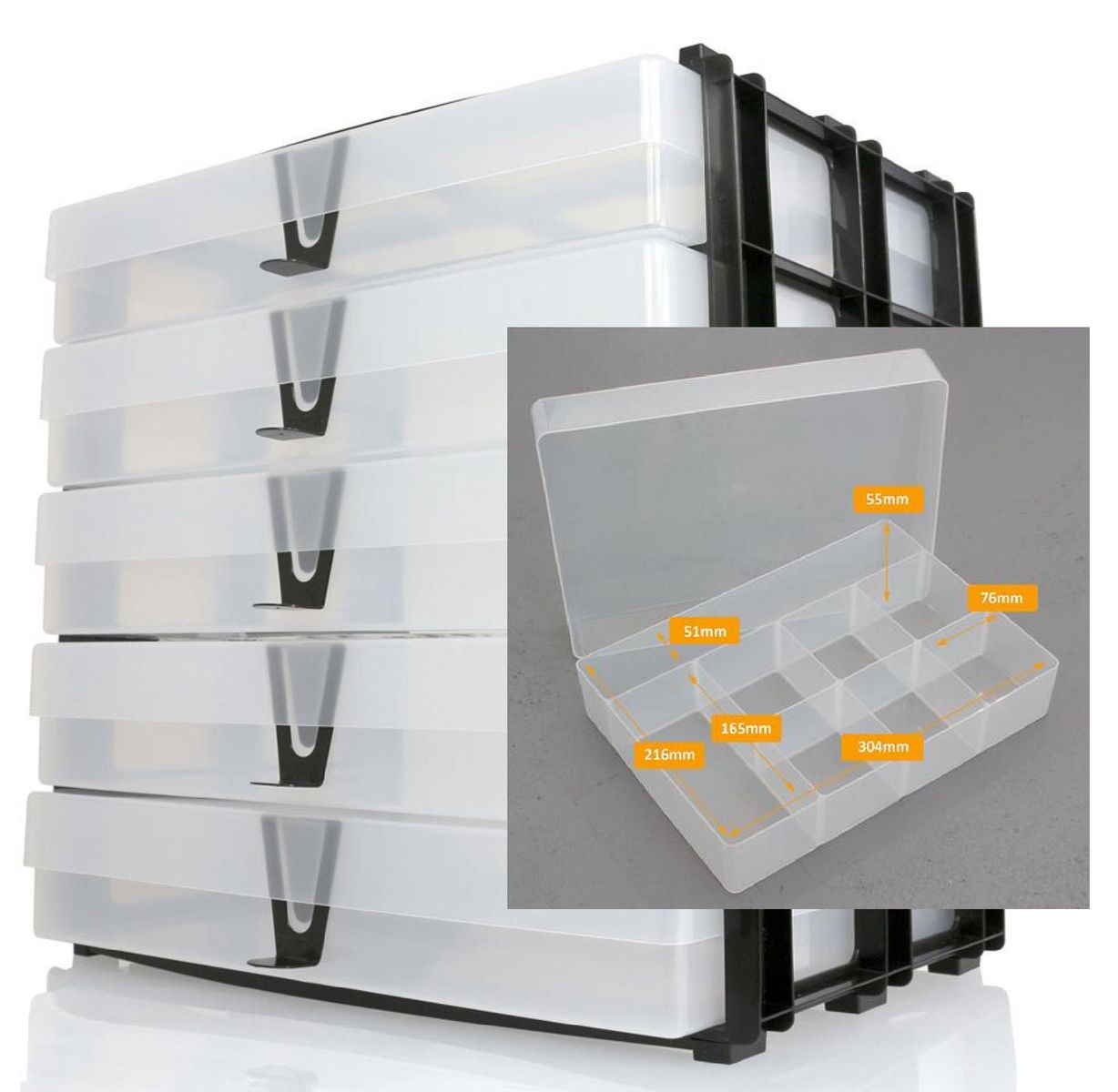 Variocolors A4 Aufbewahrungsregal 345x325x235mm inkl. 5 Crafty Boxen