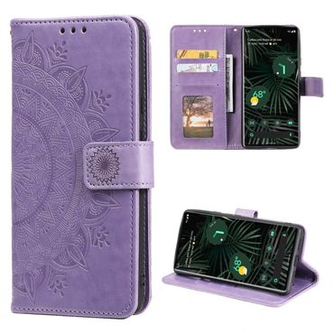 Hülle für Google Pixel 6 Pro Handyhülle Tasche Flip Case Cover Etui Mandala Lila