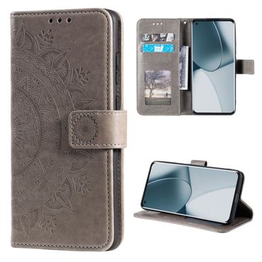 Hülle für OnePlus 10 Pro 5G Handyhülle Flip Case Cover Etui Mandala Grau
