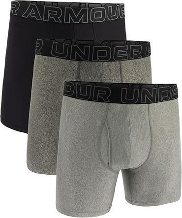 Under Armour Herren Grau Tech Performance Boxershorts im 3er-Pack, 15 cm Beinlänge – atmungsaktiv, feuchtigkeitsableitend, weiches Tragegefühl, ganztägiger Komfort