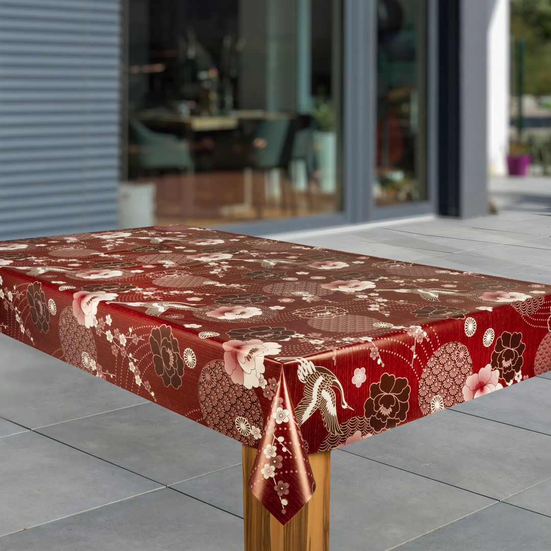 Wachstuch-Tischdecken Heron | rechteckig Blume. rot laro