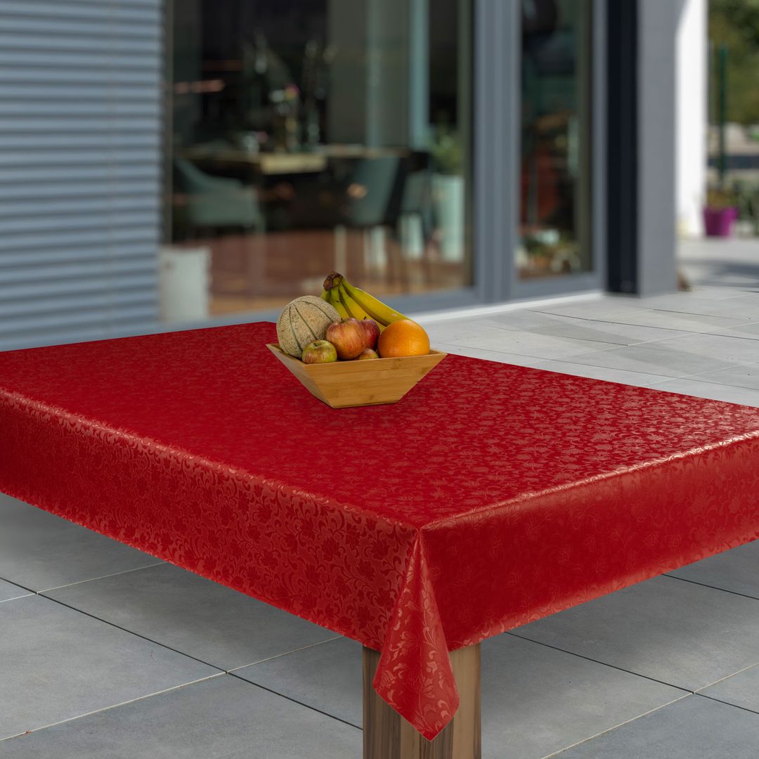 Wachstuch-Tischdecken Rot geprägt rechteckig laro 