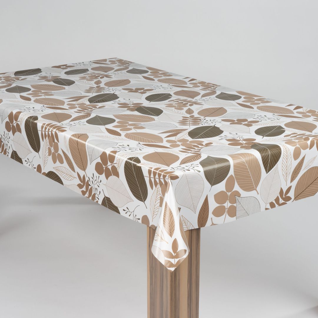 Laro Wachstischdecke Blätter Herbst Braun - Wetterfeste Tischdecke Für Garten & Balkon