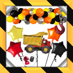 Folienballons und Ballongirlande zur Baustellen Party.