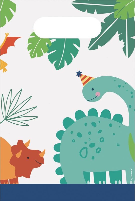 8 Papier Tüten kleine Dino Freunde | Kids Party World