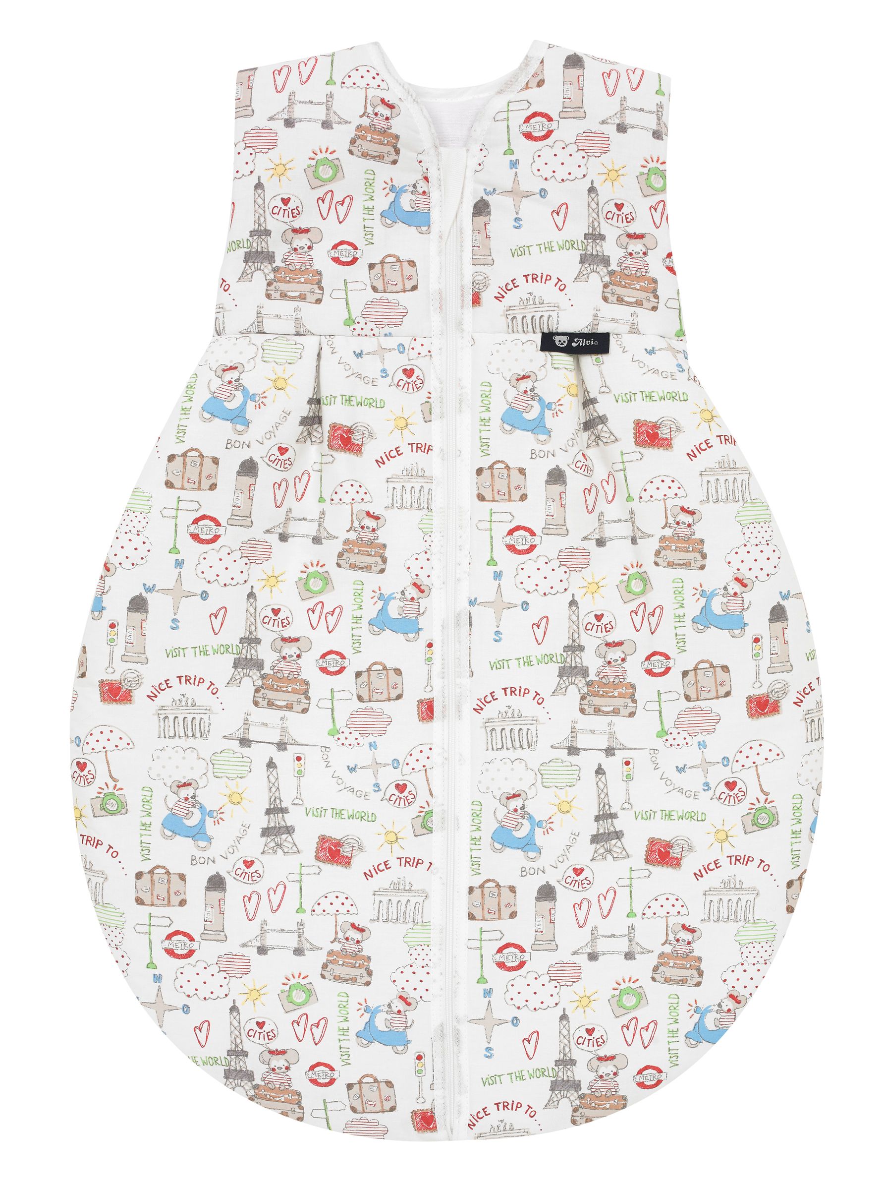 Alvi Baby Kugelschlafsack Babyschlafsack Molton unwattiert Wolke silber 653-9
