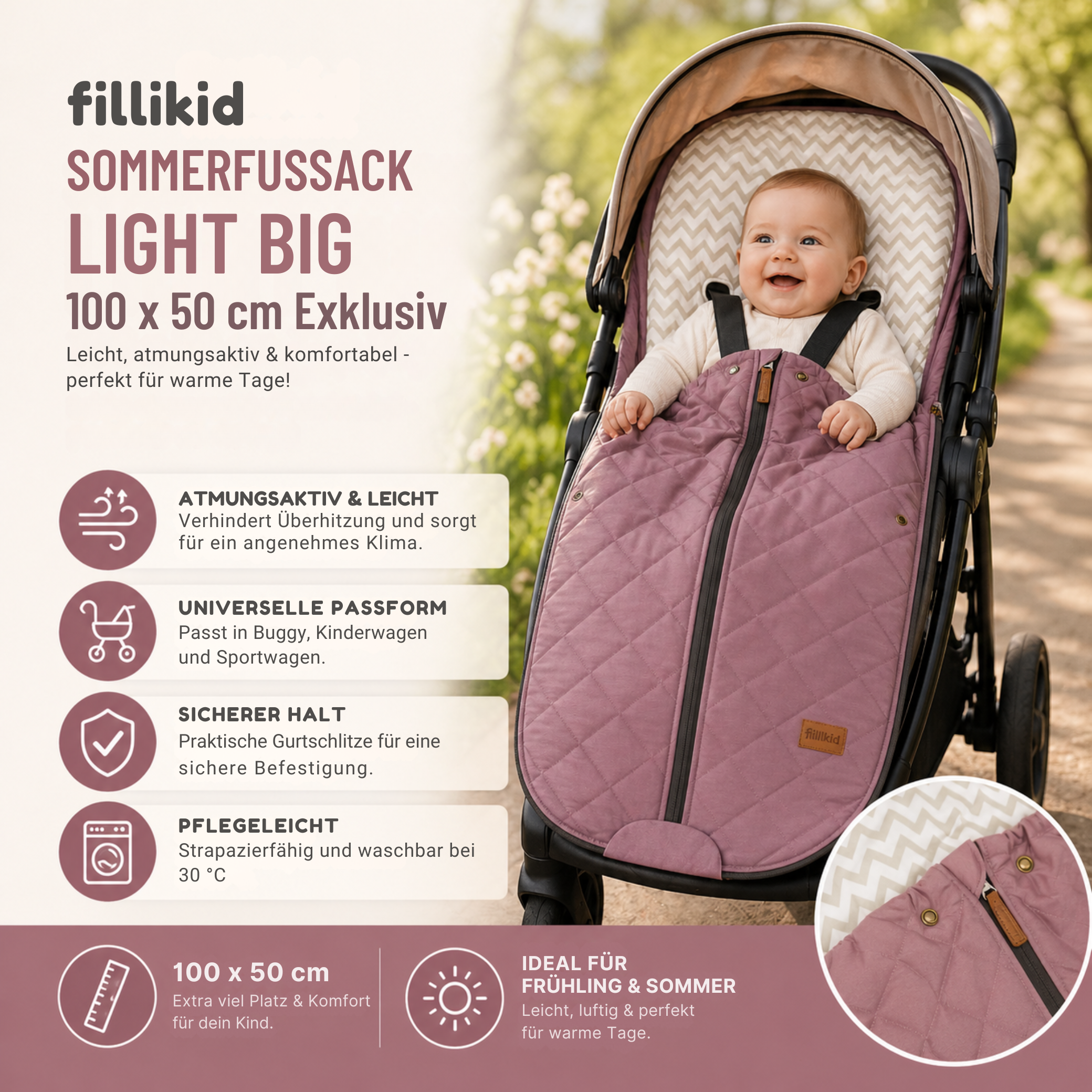 Fillikid Sommerfusack Light Big 100x50 cm Exklusiv | Kinderhaus Blaubr