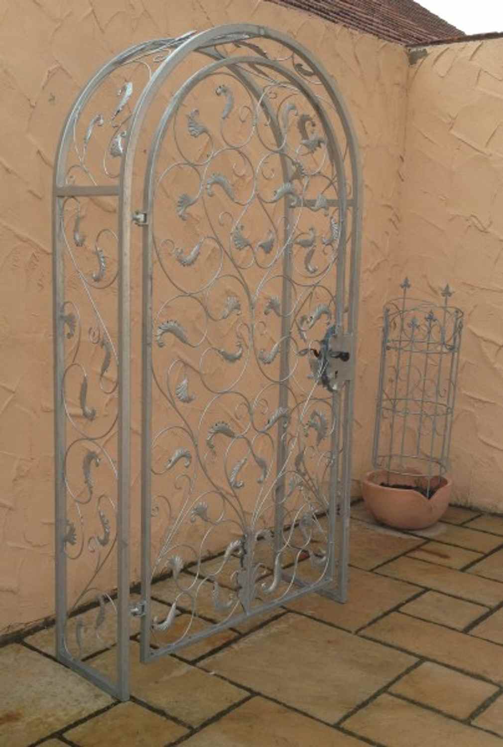 Gartentür Pforte Rosenbogen mit Tür Lisbao-RBGT-RBS 100/220/40 Schloss Verzinkt