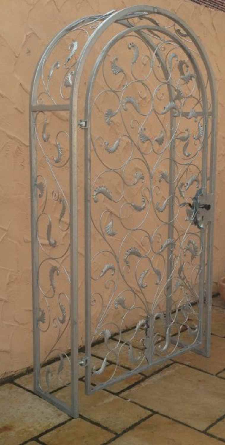 Gartentür Pforte Rosenbogen mit Tür Lisbao-RBGT-RBS 100/220/40 Schloss Verzinkt