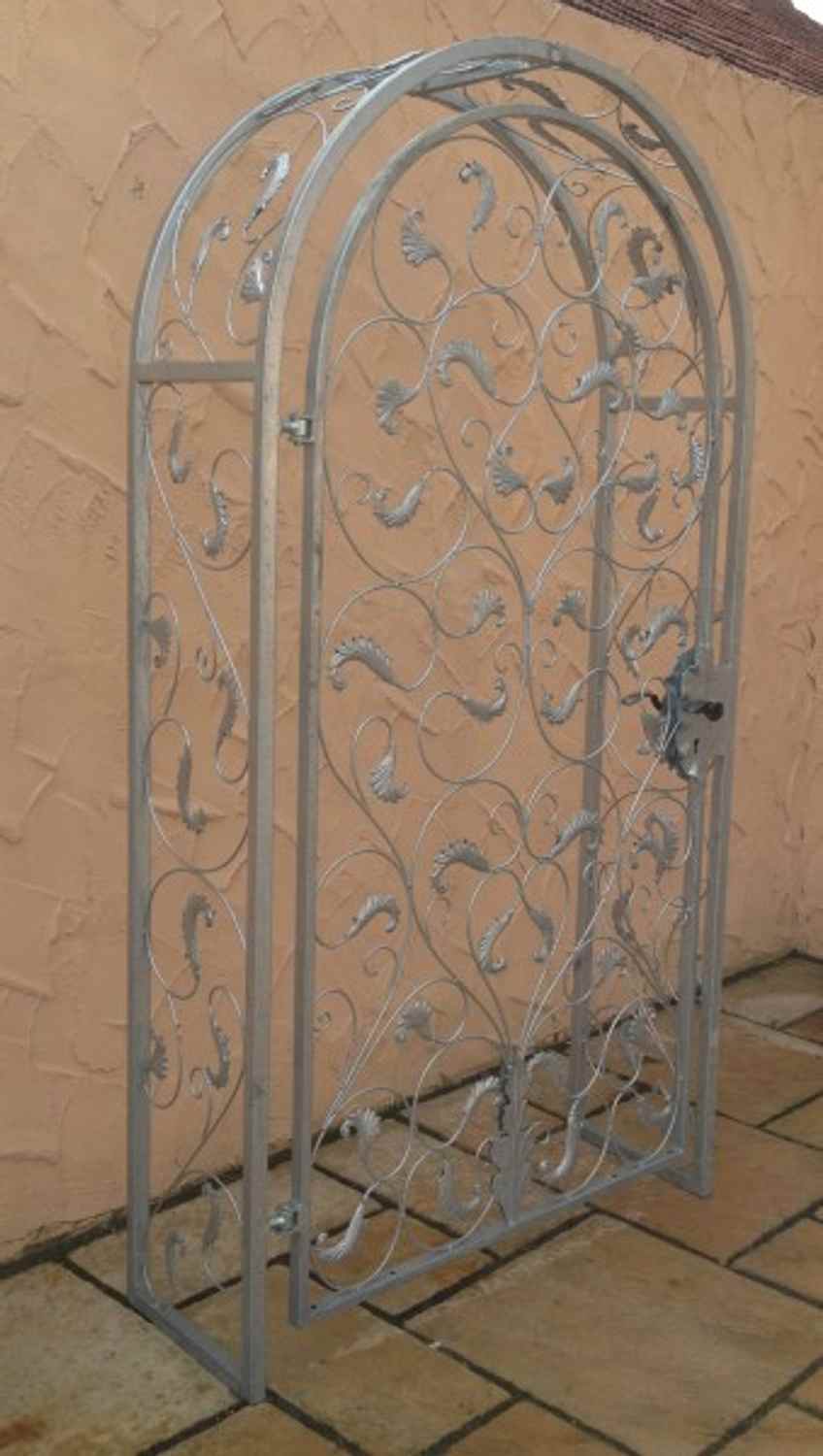 Gartentür Pforte Rosenbogen mit Tür Lisbao-RBGT-RBS 100/220/40 Schloss Verzinkt