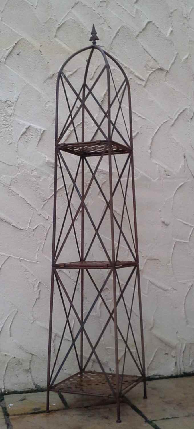 Spalier Rankhilfe Obelisk Blumenregal Blumentreppe Blumensäule Alina 180 ROST