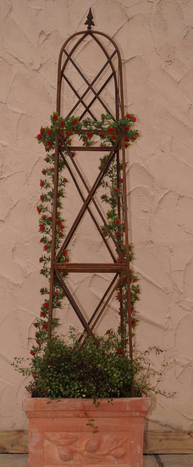 Spalier Rankhilfe Obelisk Blumenregal Blumentreppe Blumensäule Alina 180 ROST