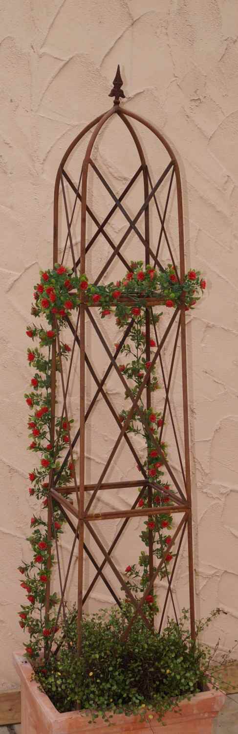 Spalier Rankhilfe Obelisk Blumenregal Blumentreppe Blumensäule Alina 180 ROST