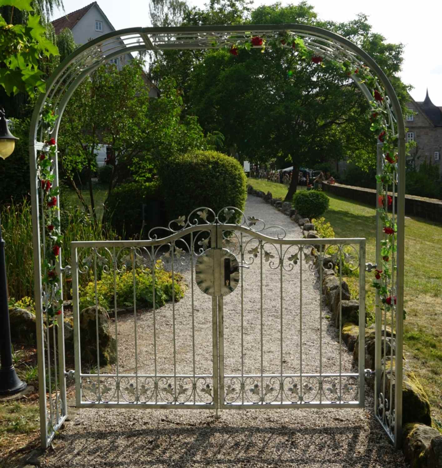 Tor Gartentür Pforte Rosenbogen mit Tür Monaco-RBGT-RBS 170/220 Schloss Verzinkt Tor Gartentür Pforte Rosenbogen mit Tür Monaco-RBGT-RBS 170/220 Schloss Verzinkt